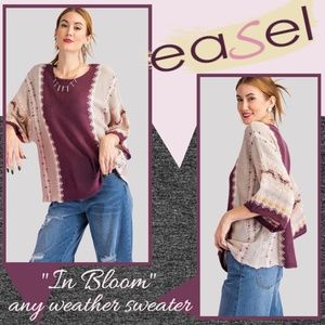 EASEL "In Bloom" Multi-Color Knit All Season Sweater Loose Fit Ultra Soft Lux